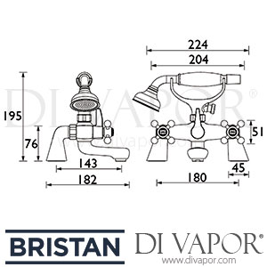 Bristan R LBSM G Regency Luxury Bath Shower Mixer - Gold Spare Parts